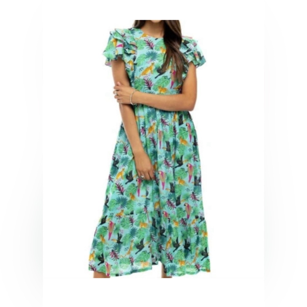 NWT Briton Court Smocked Tropical Dress XS